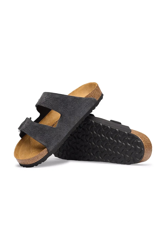 Birkenstock natikače za muškarce od brušene kože Arizona Mixed Leather siva 1032435