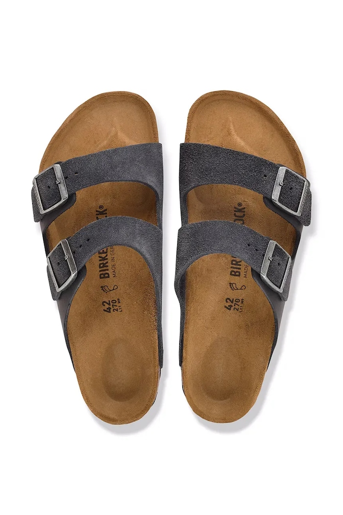 Birkenstock natikače za muškarce od brušene kože Arizona Mixed Leather 1032435 siva