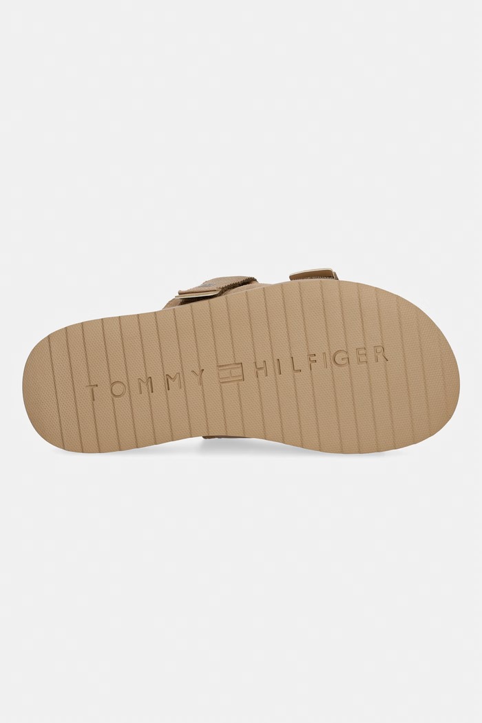 Tommy Hilfiger klapki męskie HILFIGER MIX SUEDE BUCKLE SANDAL FM0FM05887 brązowy
