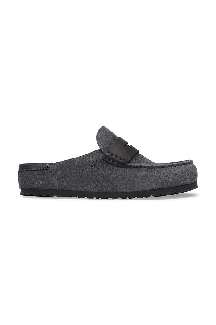 Birkenstock natikače mules od brušene kože Naples Wrapped double stitch Mixed Leather siva 1032417