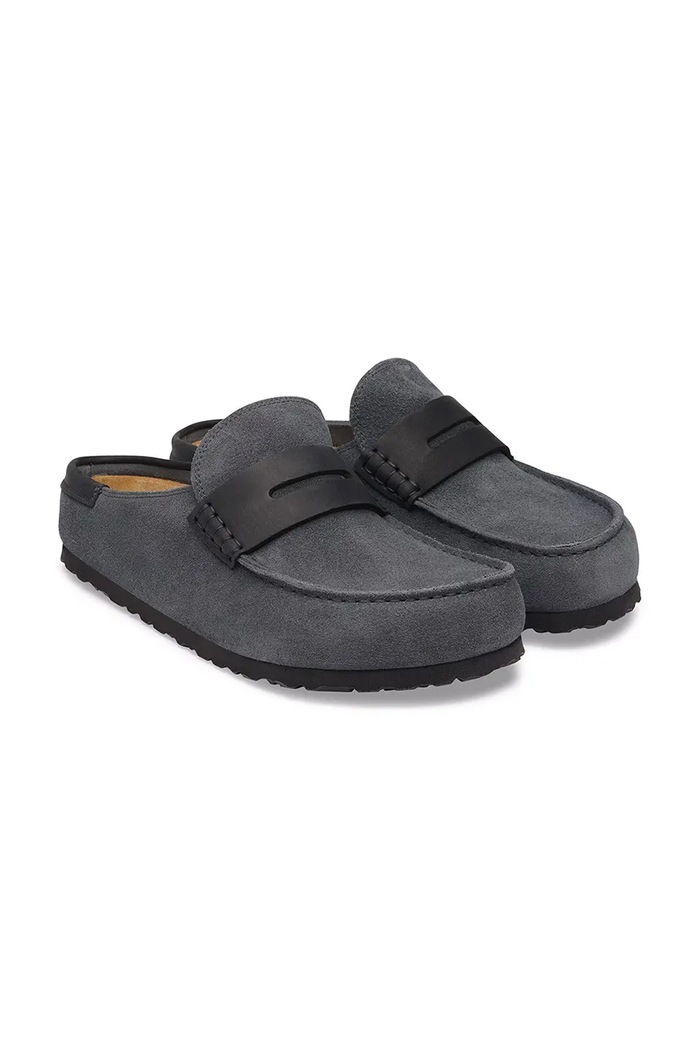 Obuća Birkenstock natikače mules od brušene kože Naples Wrapped double stitch Mixed Leather 1032417 siva