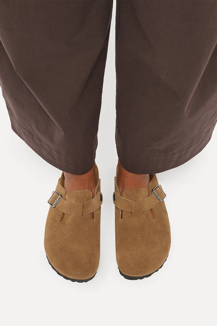 Birkenstock šľapky mules dámske semišové Boston Suede Leather 1032813