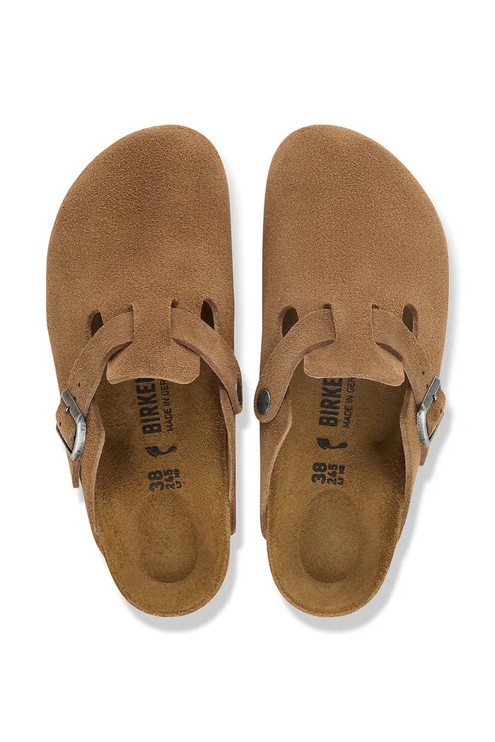 Birkenstock šľapky mules dámske semišové Boston Suede Leather 1032813 hnedá