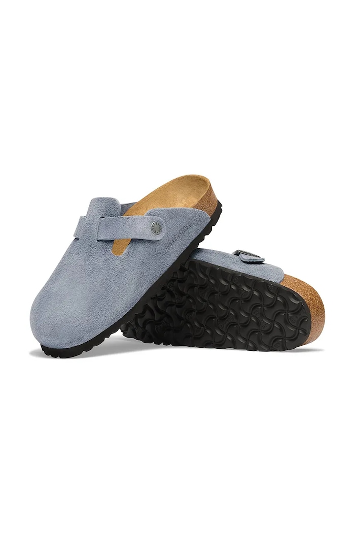 Birkenstock šľapky mules semišové Boston Suede Leather modrá 1032771