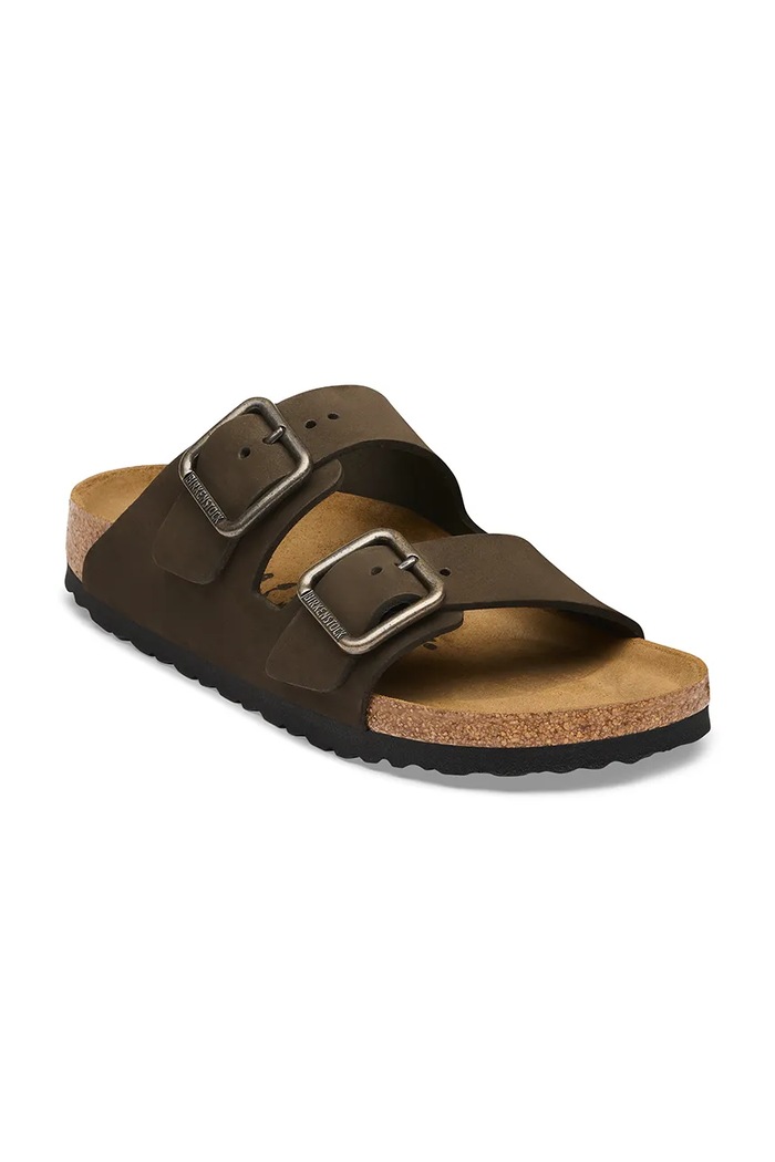 Birkenstock klapki nubukowe Arizona Wire Buckle Nubuck Leather 1032761 brązowy AW26