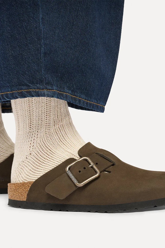 Birkenstock klapki mules nubukowe Boston Wire Buckle Nubuck Leather 1032760