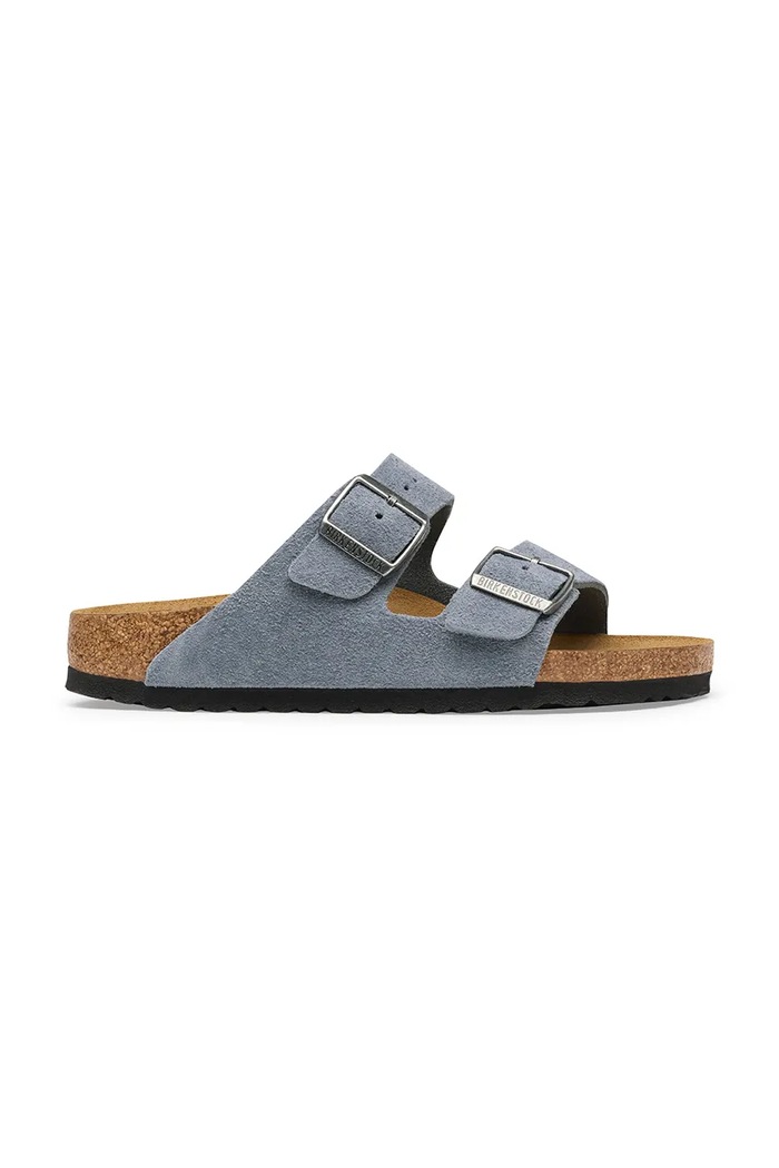 Birkenstock klapki zamszowe Arizona Suede Leather niebieski 1032735