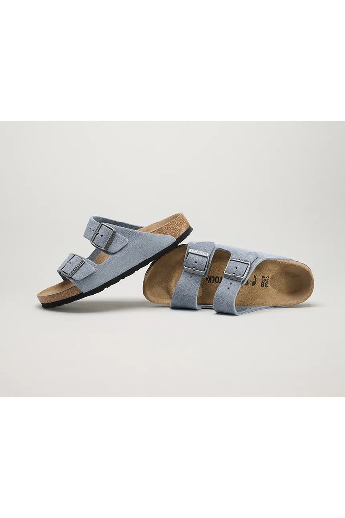 Birkenstock klapki zamszowe Arizona Suede Leather niebieski 1032735