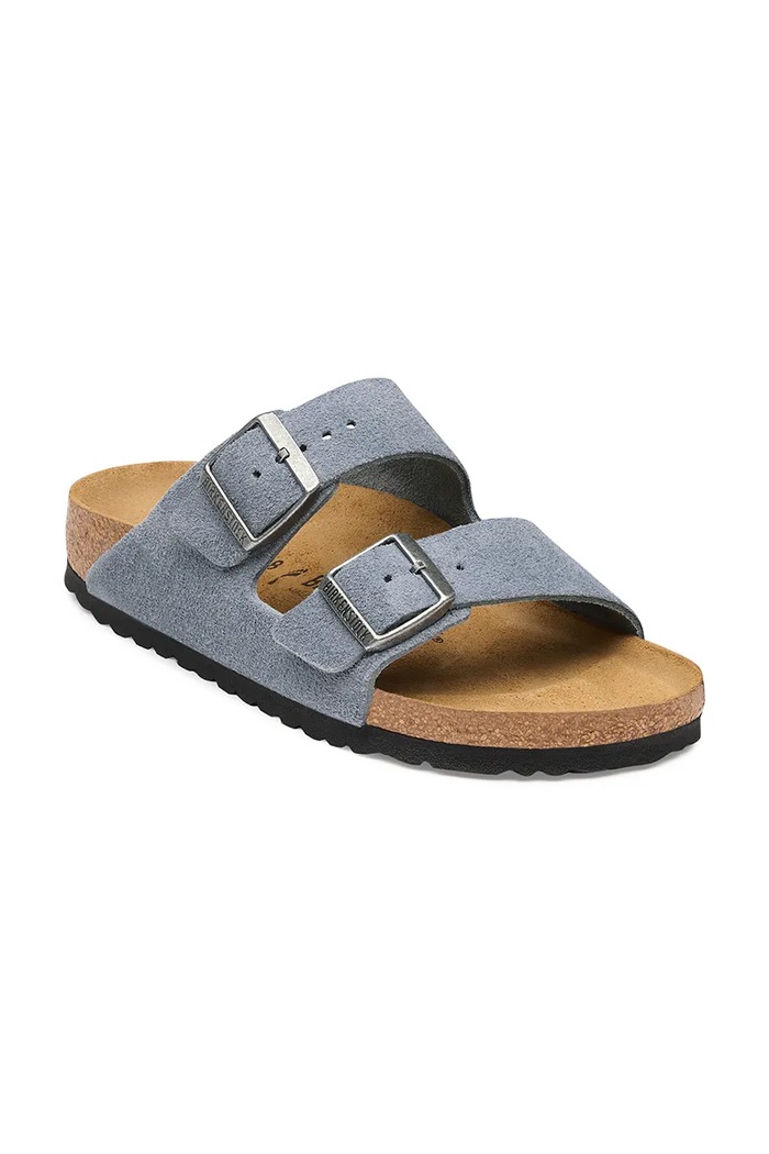 Birkenstock klapki zamszowe Arizona Suede Leather 1032735 niebieski AW26