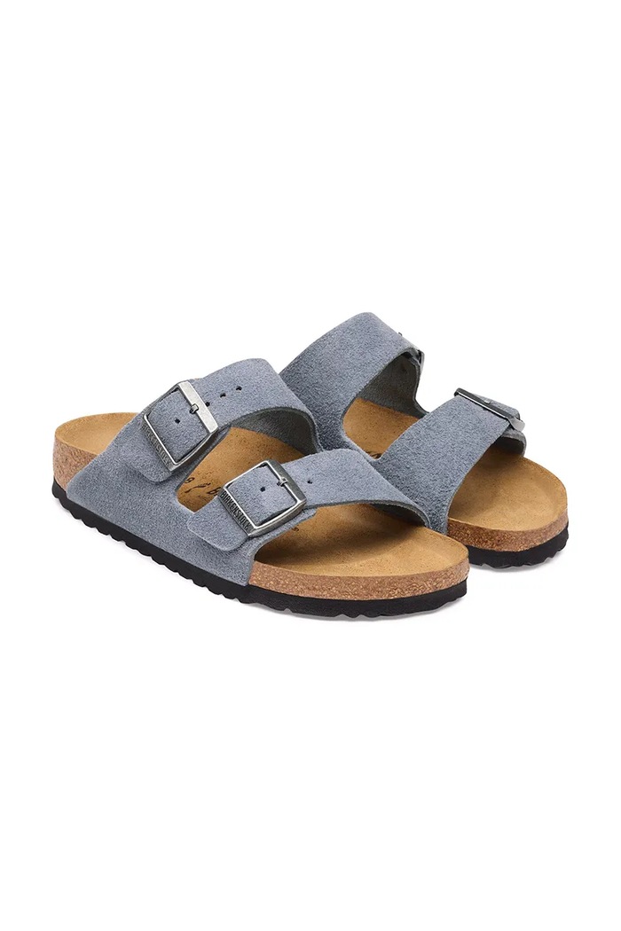 Obuwie Birkenstock klapki zamszowe Arizona Suede Leather 1032735 niebieski