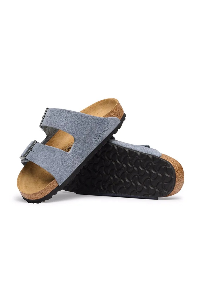 Birkenstock klapki zamszowe Arizona Suede Leather niebieski 1032735