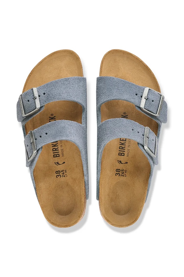 Obuwie Birkenstock klapki zamszowe Arizona Suede Leather 1032735 niebieski
