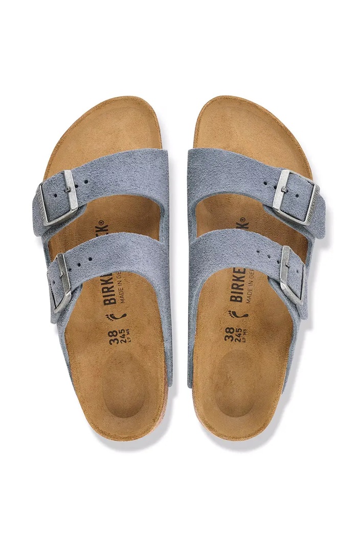 Birkenstock klapki zamszowe Arizona Suede Leather 1032735 niebieski