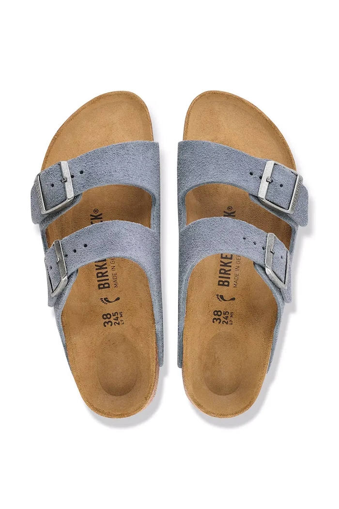 Birkenstock papuci piele întoarsă Arizona Suede Leather 1032735 albastru
