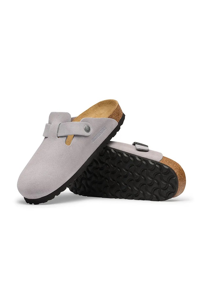 Birkenstock σαγιονάρες mules σουέτ Boston Suede Leather μωβ 1032695