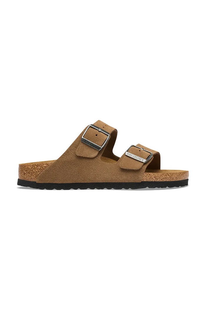 Birkenstock klapki zamszowe Arizona Suede Leather brązowy 1032678