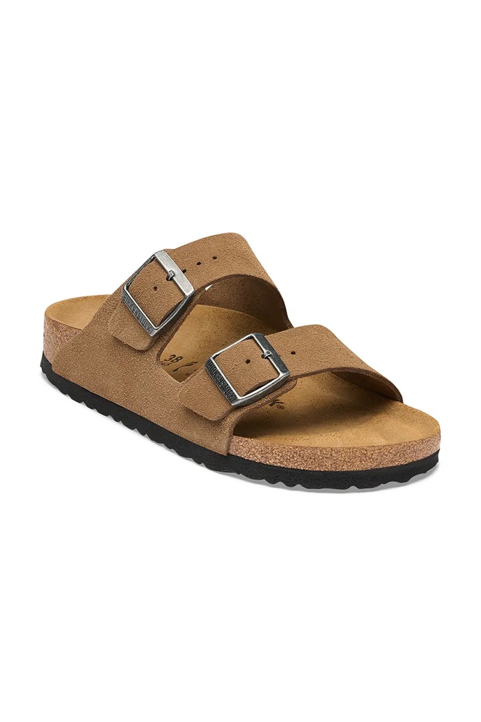 Birkenstock klapki zamszowe Arizona Suede Leather 1032678 brązowy AW26