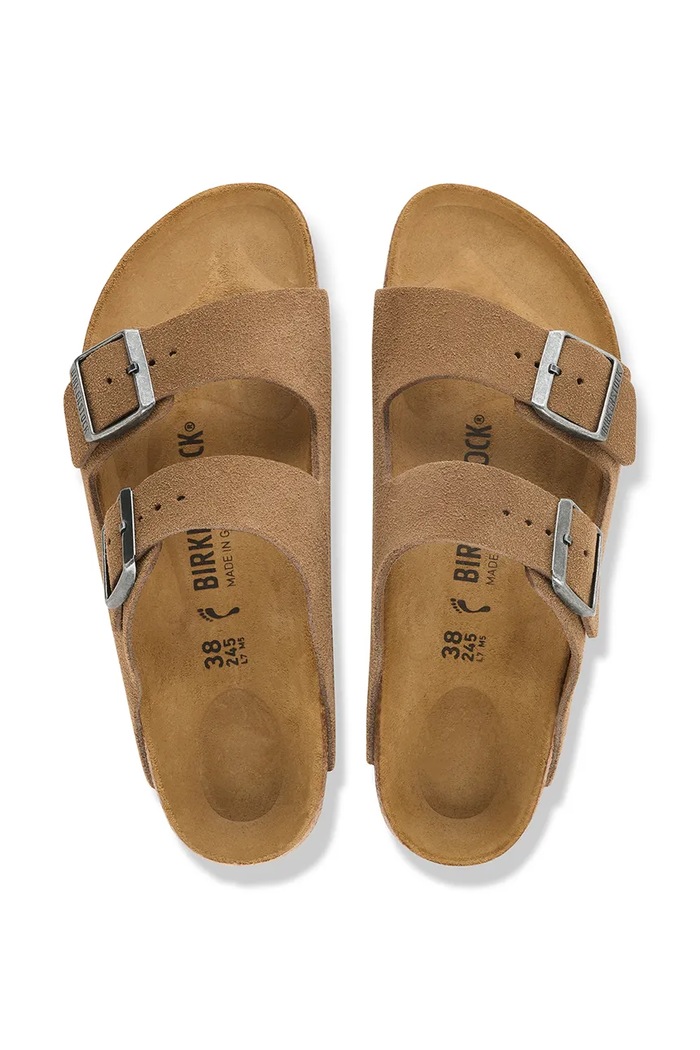 Obuwie Birkenstock klapki zamszowe Arizona Suede Leather 1032678 brązowy