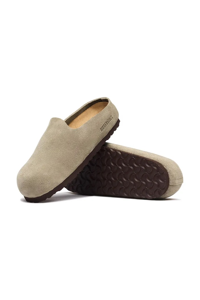 Birkenstock капці замшеві Amsterdam Wrapped Suede Leather бежевий 1032516