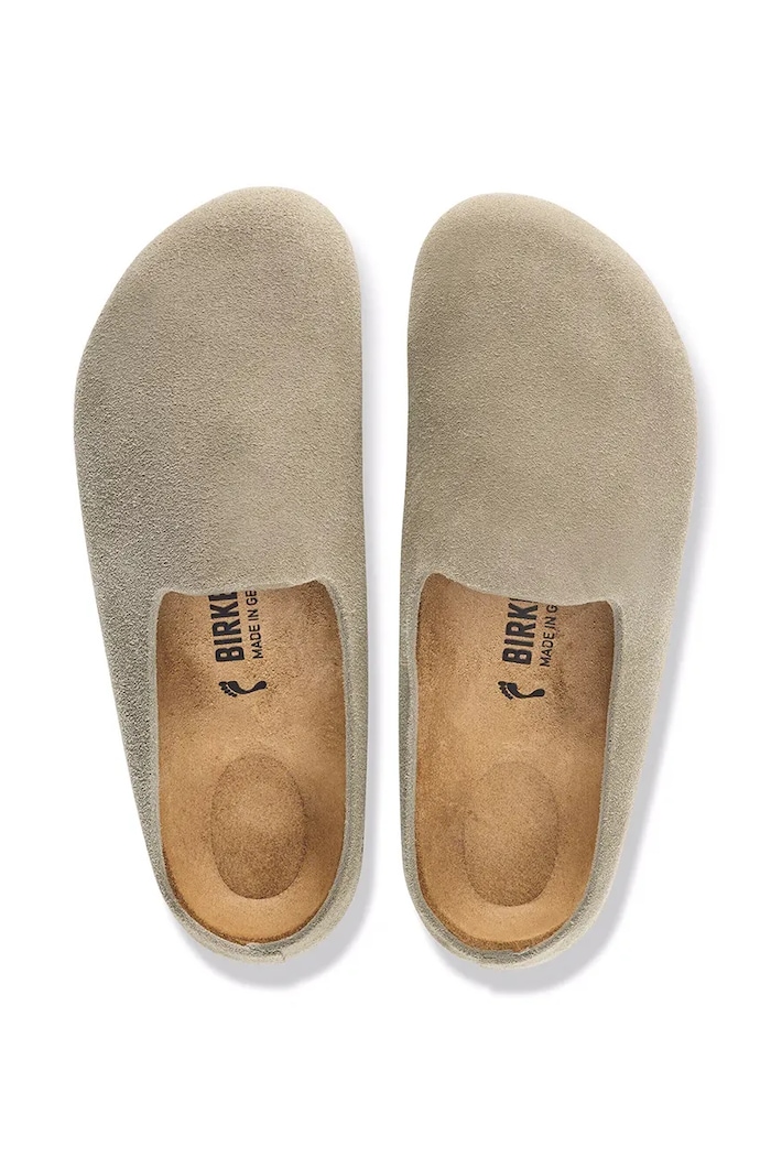 Birkenstock капці замшеві Amsterdam Wrapped Suede Leather 1032516 бежевий