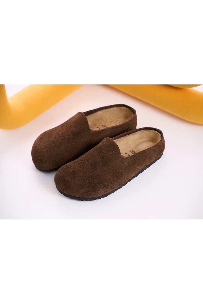 Birkenstock klapki zamszowe Amsterdam Wrapped Suede Leather 1032515 brązowy