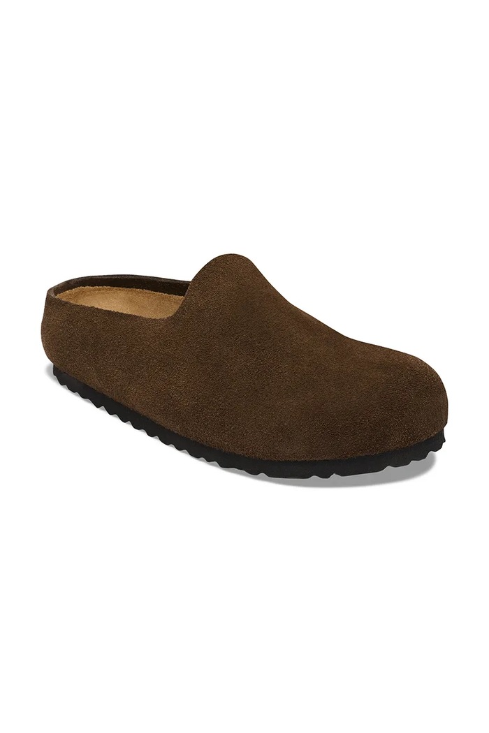 Birkenstock klapki zamszowe Amsterdam Wrapped Suede Leather 1032515 brązowy AW26