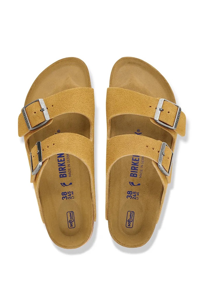 Birkenstock klapki zamszowe Arizona Soft Footbed Suede Leather 1032496 brązowy