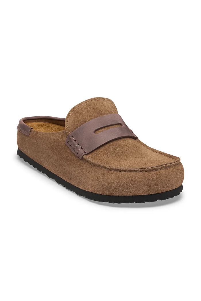 Birkenstock šľapky mules semišové Naples Wrapped double stitch Mixed Leather 1032461 hnedá AW26
