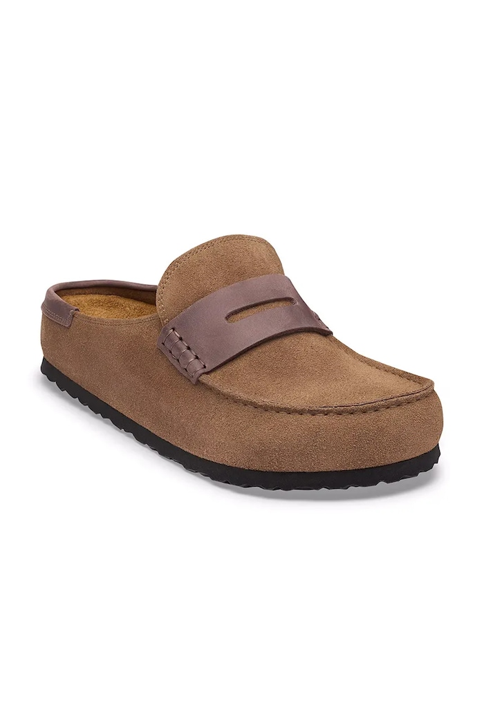 Birkenstock σαγιονάρες mules σουέτ Naples Wrapped double stitch Mixed Leather 1032461 καφέ AW26