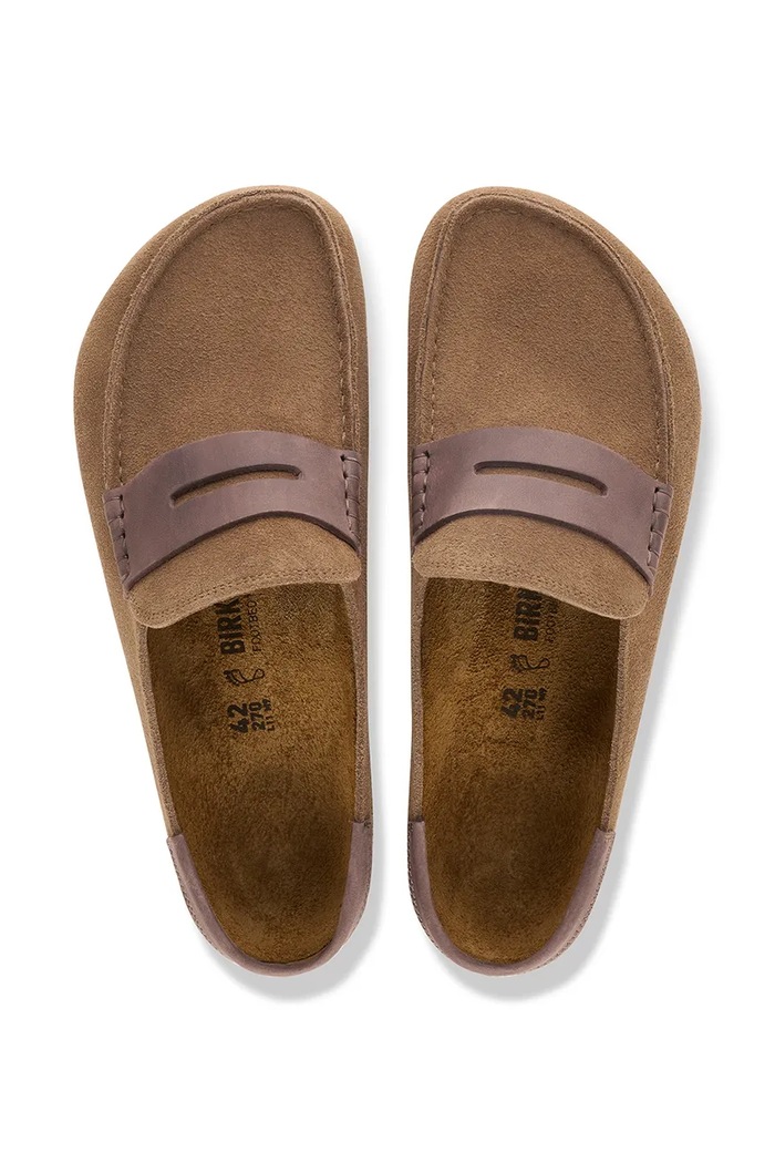 Obuv Birkenstock šľapky mules semišové Naples Wrapped double stitch Mixed Leather 1032461 hnedá