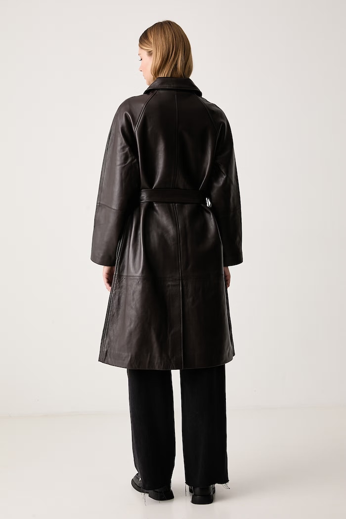 Officine Generale Παλτό γυναικείο δερμάτινο CHRISTA W26WLTR550 καφέ AW26