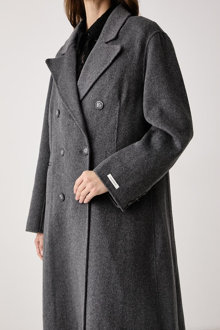 Płaszcz damski z wełną Haveone szary KCT.R016