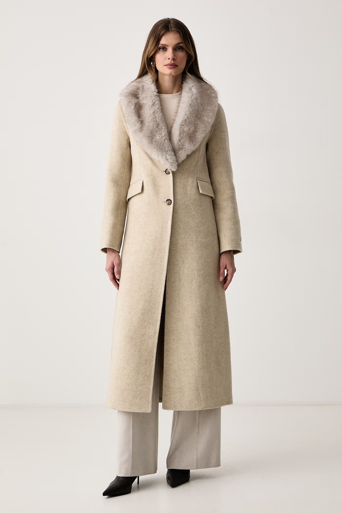 Haveone Палто дамско с вълна бежов KID.R001
