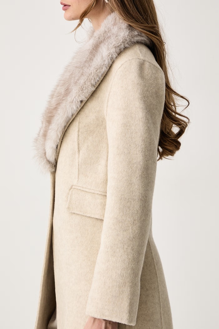 Палто дамско с вълна Haveone бежов KID.R001