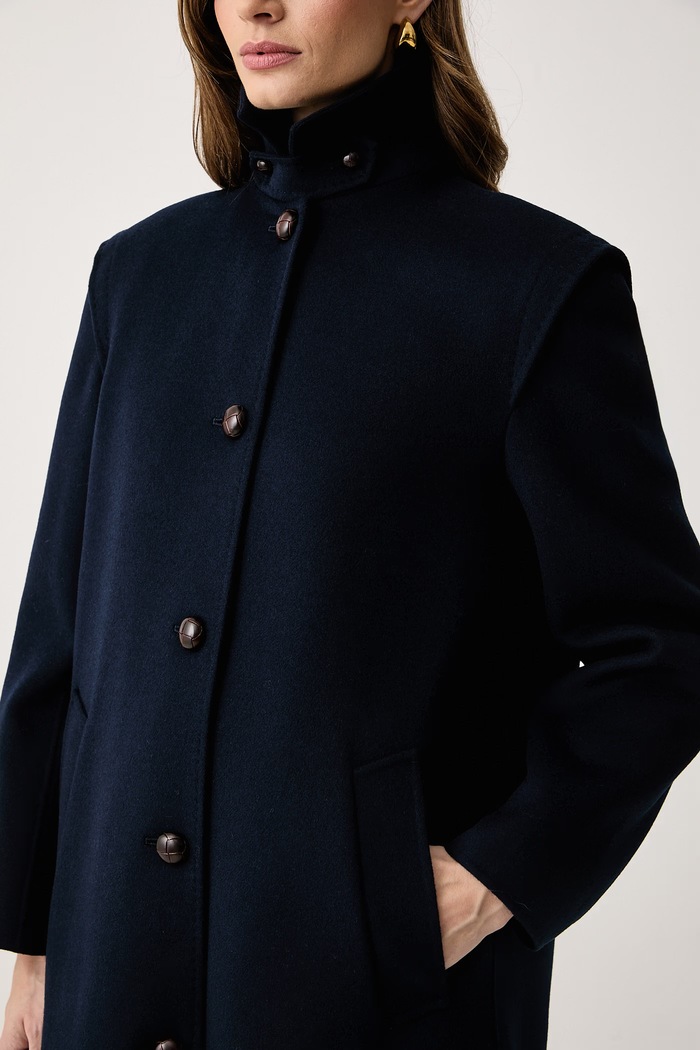 Płaszcz damski z wełną WKSGESSATI Weekend Max Mara 2625016026600 granatowy