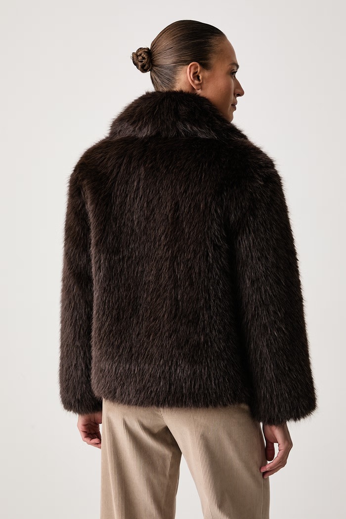 Odzież Weekend Max Mara Płaszcz ze sztucznego futra damski WKIOZIOSO 2625086013600 brązowy