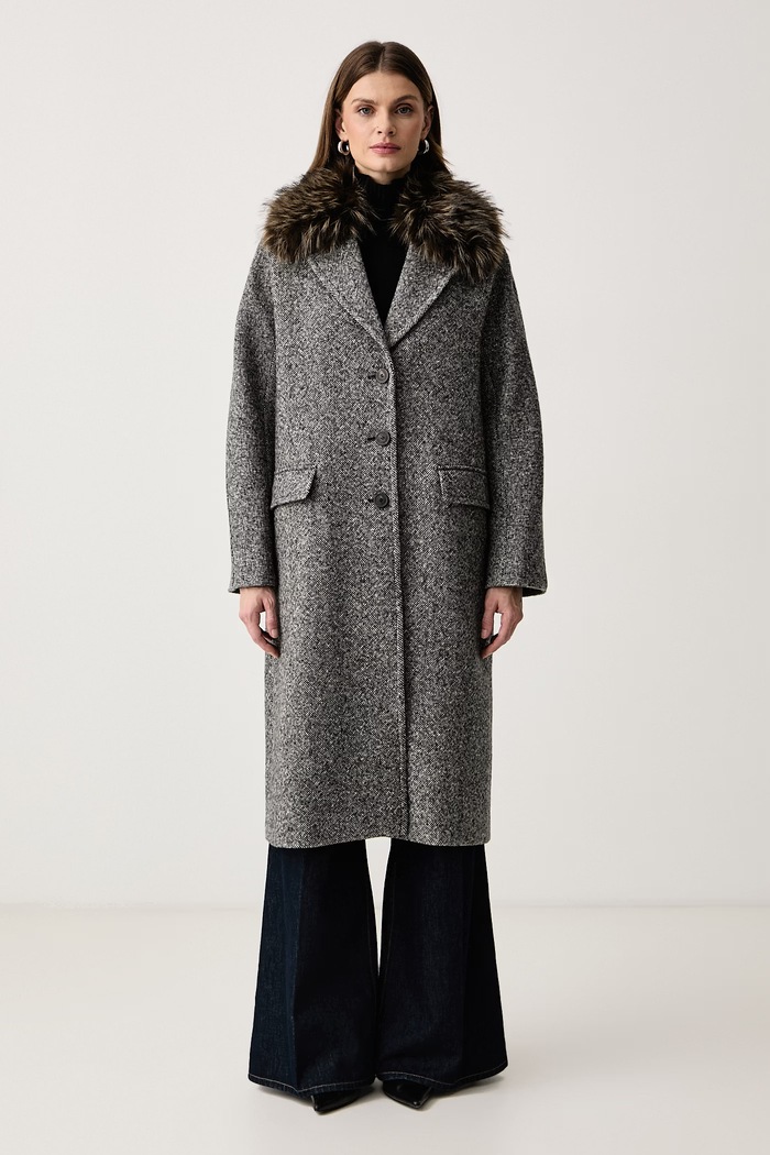 Weekend Max Mara Płaszcz damski z wełną WKITASCA czarny 2625016013600