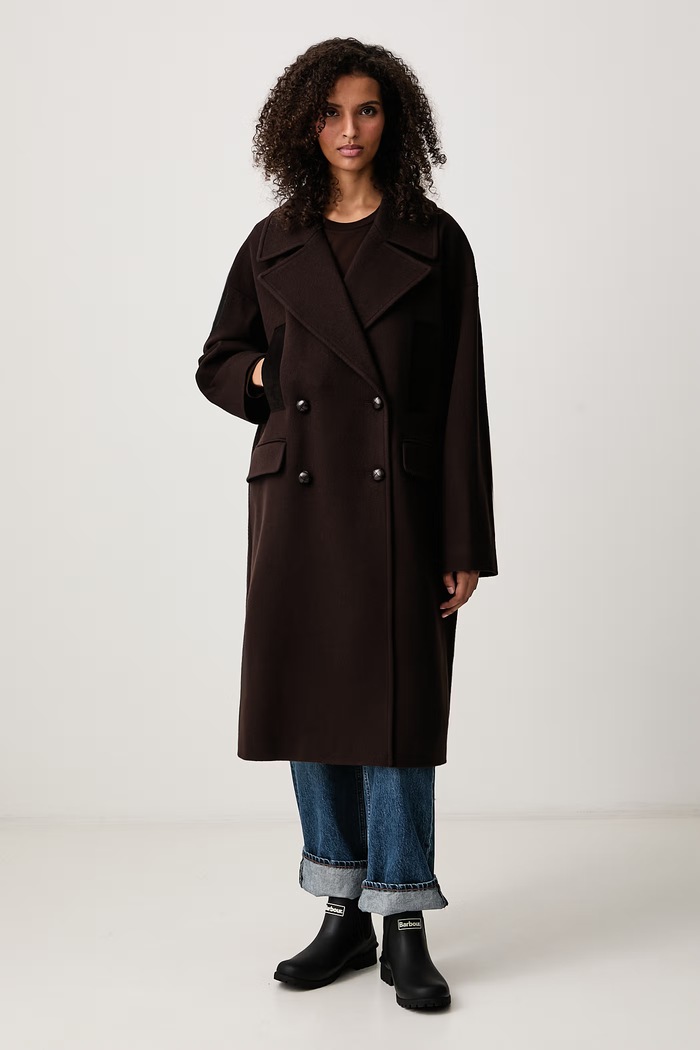 Barbour Vivian płaszcz z wełną damski brązowy LWO0262BR71