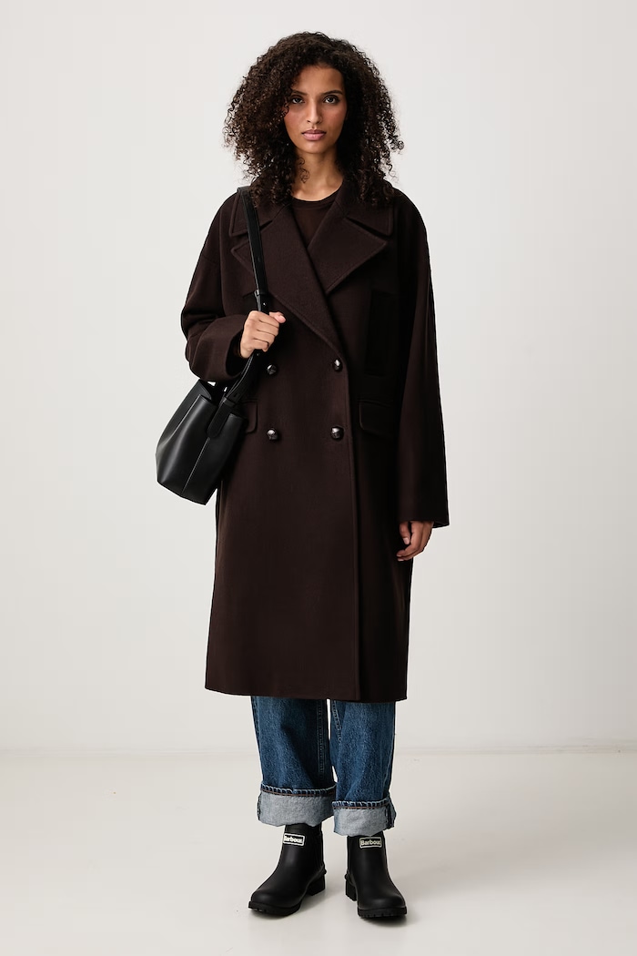 Barbour Vivian płaszcz z wełną damski LWO0262BR71 brązowy AW26