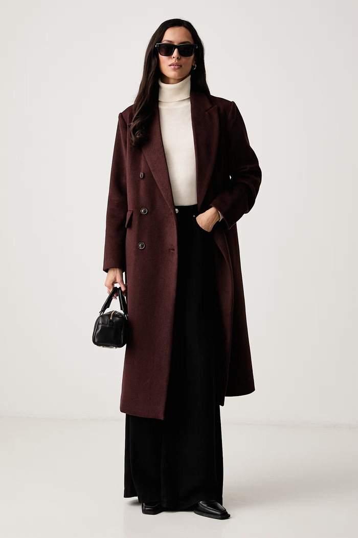 Scotch & Soda Płaszcz damski z dodatkiem wełny U9G01684T brązowy AW26