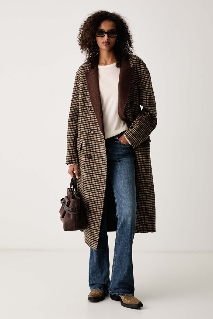 rag & bone Płaszcz damski wełniany RAEK26F0MOW beżowy AW26