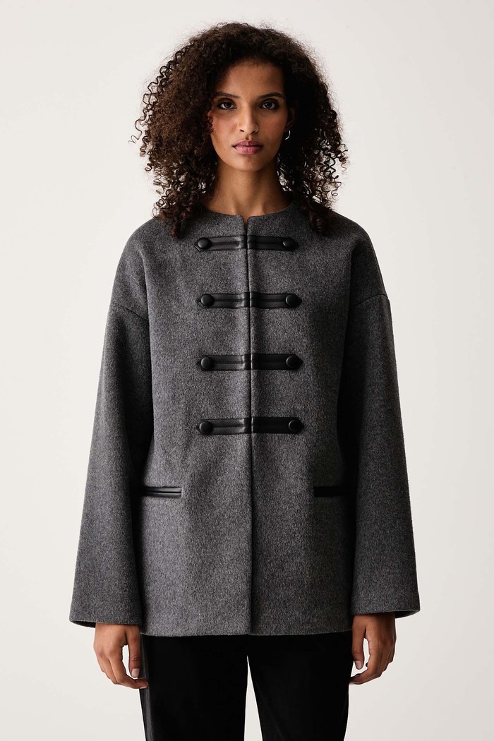 rag & bone Płaszcz damski z wełną Stefan szary RAFD26F0MOW