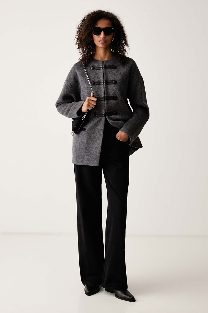rag & bone Płaszcz damski z wełną Stefan RAFD26F0MOW szary AW26