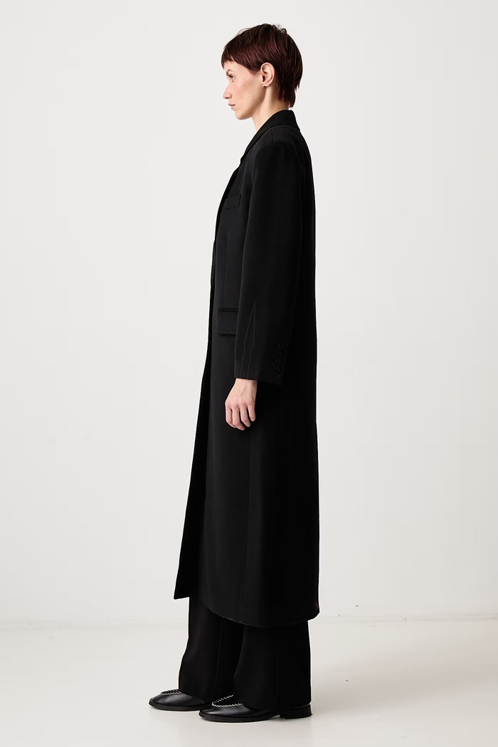 KATY V2 elegancki płaszcz z wełną damski WRSTBHVR W5226AM czarny