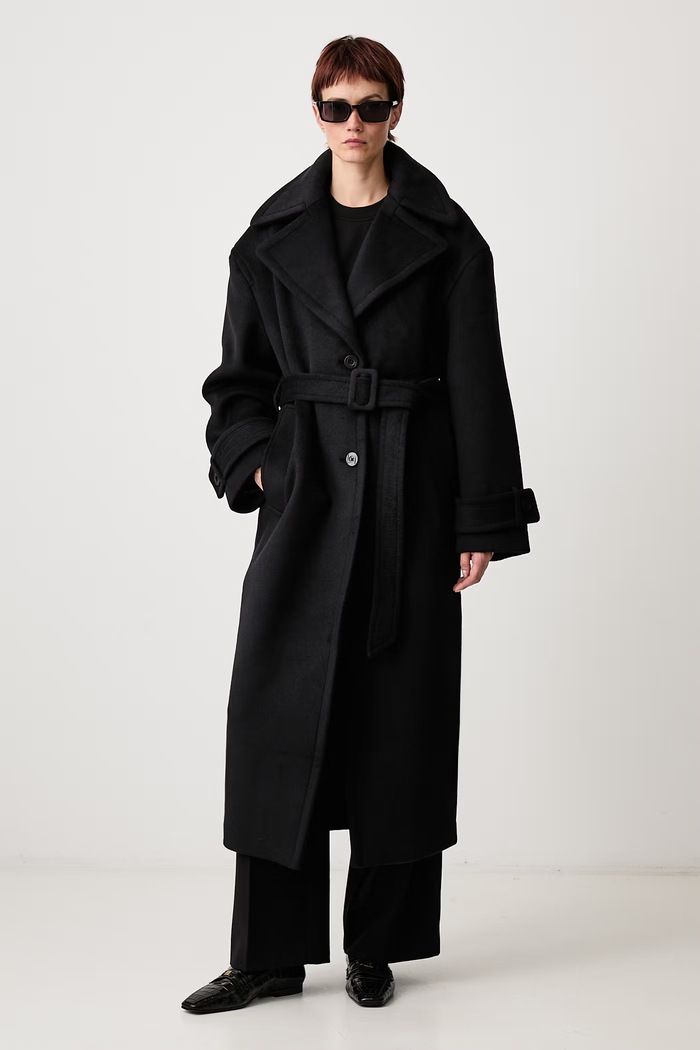 WRSTBHVR RAYA płaszcz z wełną damski U5226AM czarny AW26