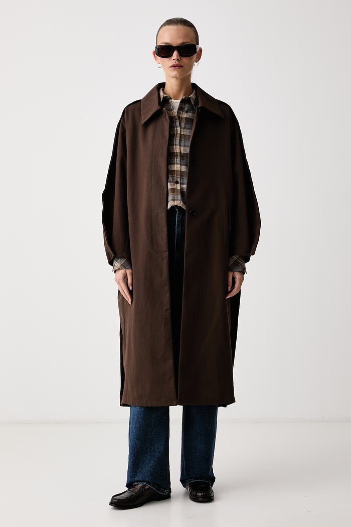 Eleh Płaszcz damski z bawełną EFW260268 brązowy AW26