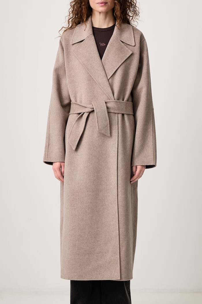 Пальто из шерсти для женщин Maison Kitsuné коричневый MRWWQ06WQ4050