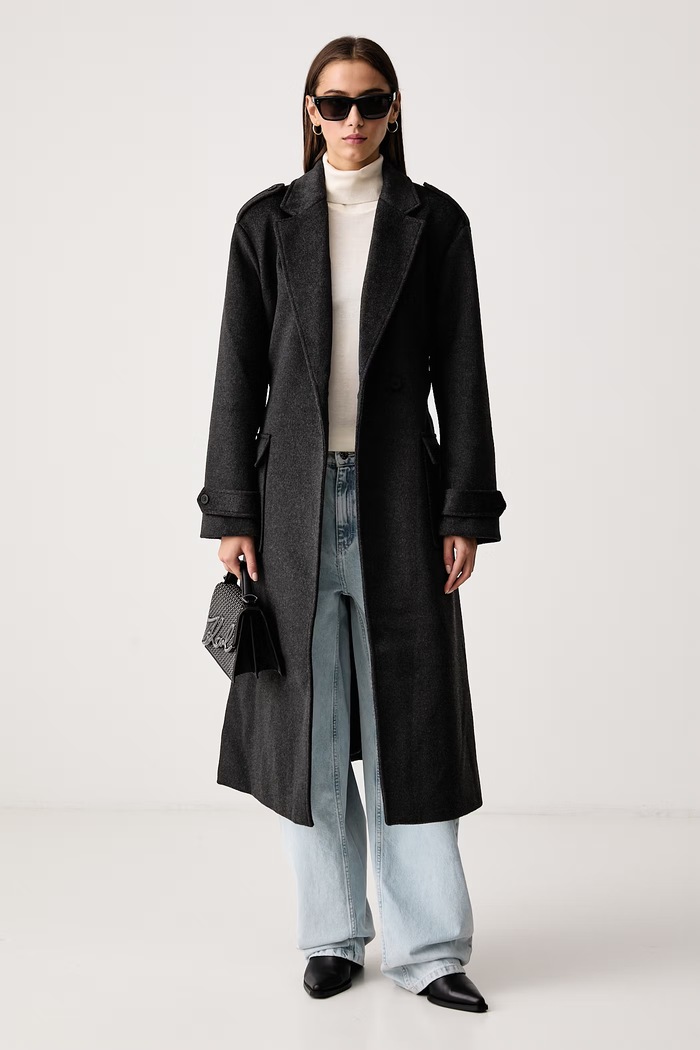 Karl Lagerfeld Jeans Płaszcz damski z wełną B4W15025 szary AW26