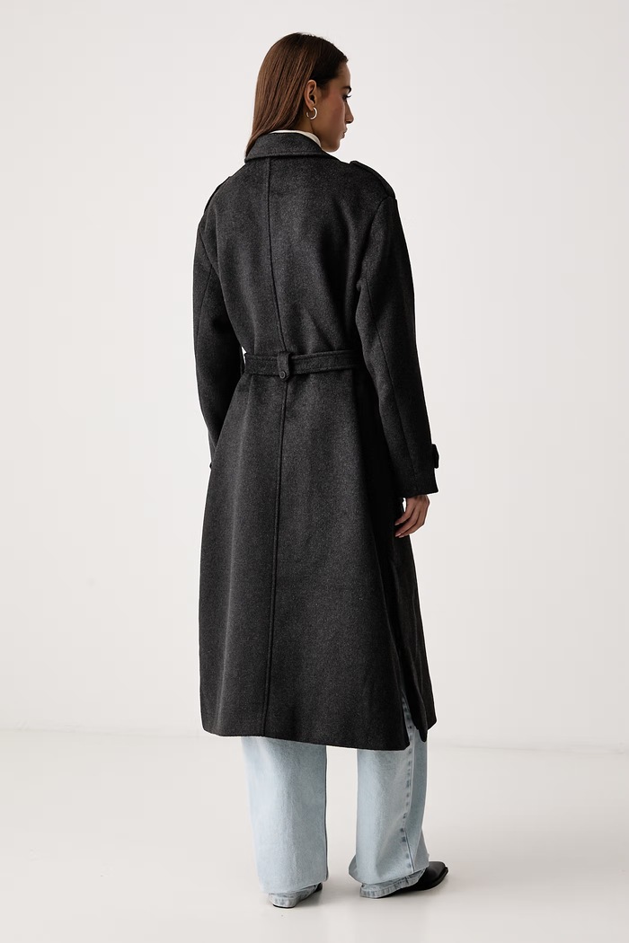 Odzież Karl Lagerfeld Jeans Płaszcz damski z wełną B4W15025 szary