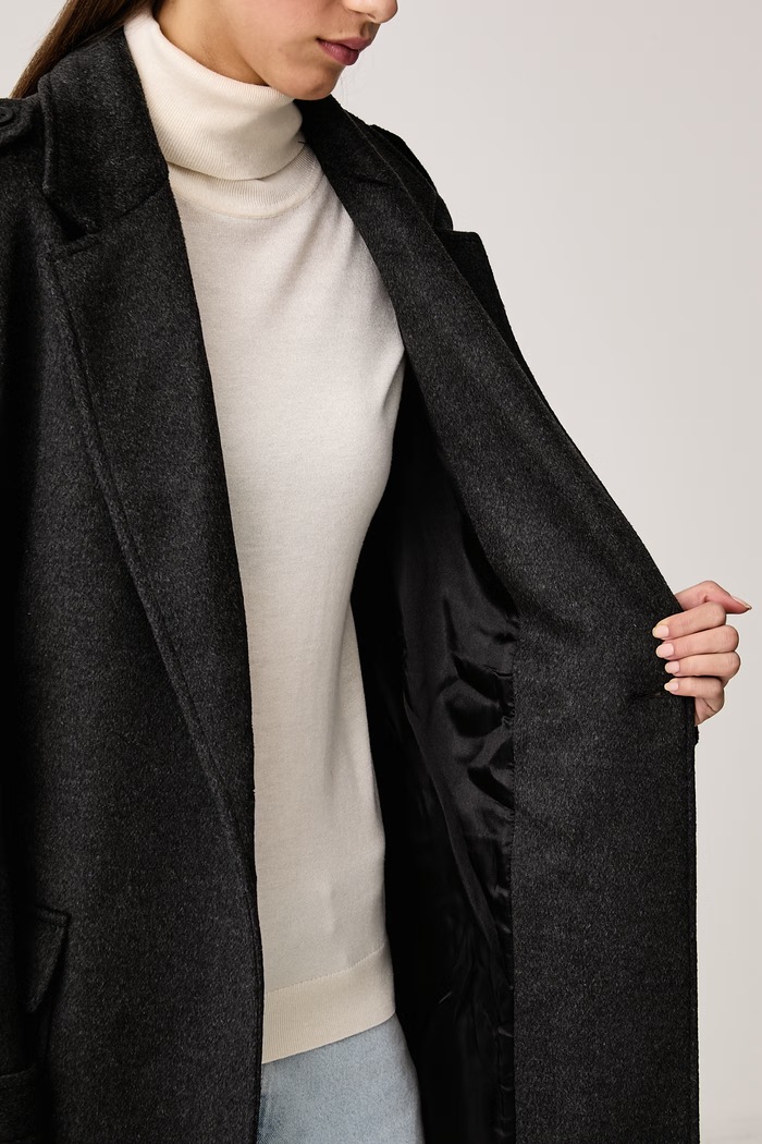 Karl Lagerfeld Jeans Płaszcz damski z wełną B4W15025